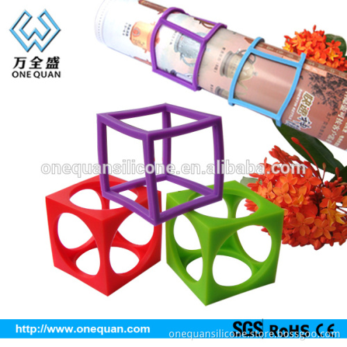 2015 new products custom printed colored thick rubber bands in 3d cube shape